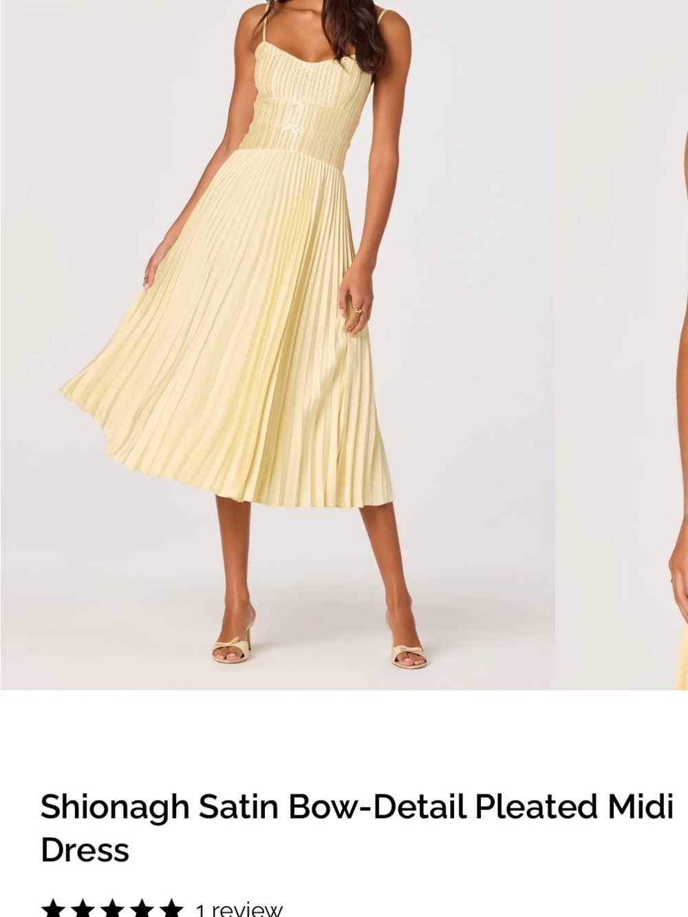 ASTR The Label Shionagh Satin Bow-Detail Pleated Midi Dress - Sz XS